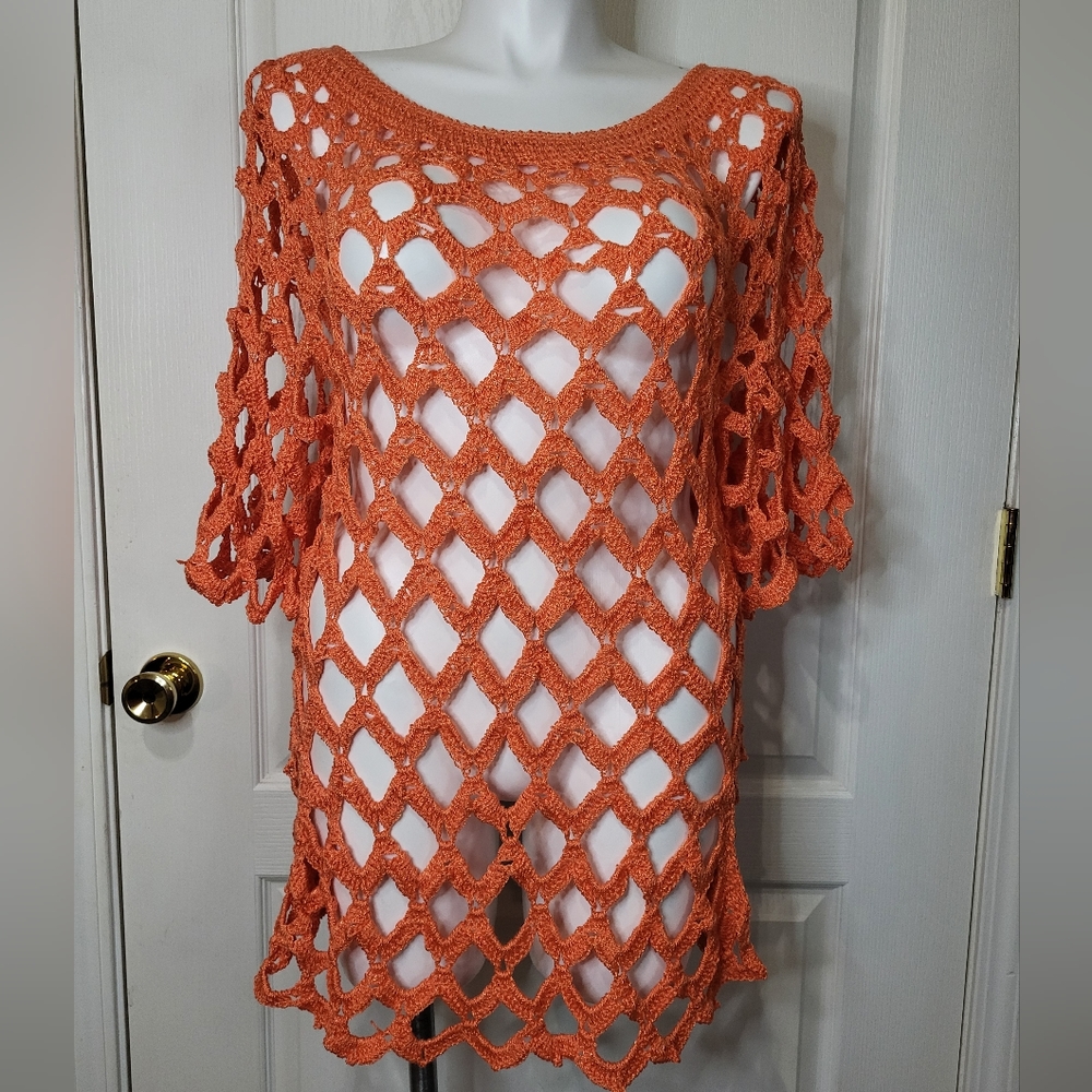 My Boutique Orange Hand Made Crochet Tunic
